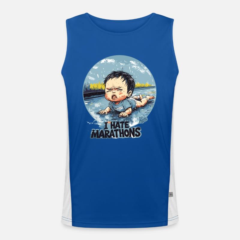 Crying baby "I hate marathons" Men's Functional Contrast Tank Top 