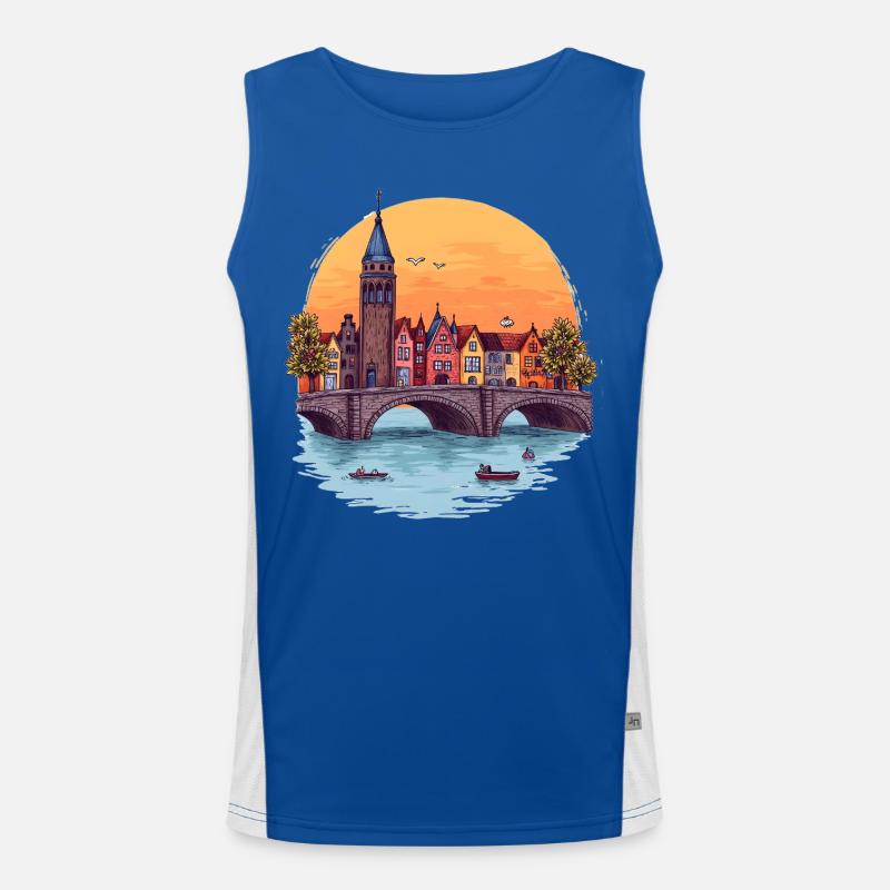 Amsterdam Skyline -  Funktionelles Kontrast-Tank Top für Männer 