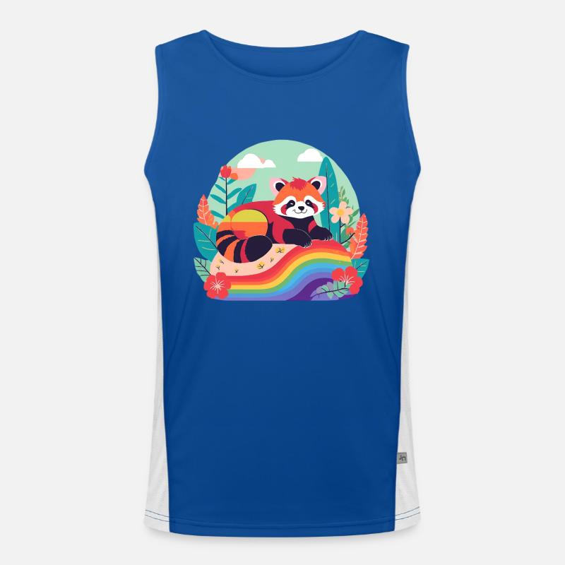 Regenbogenpanda in Ruhe Funktionelles Kontrast-Tank Top für Männer 