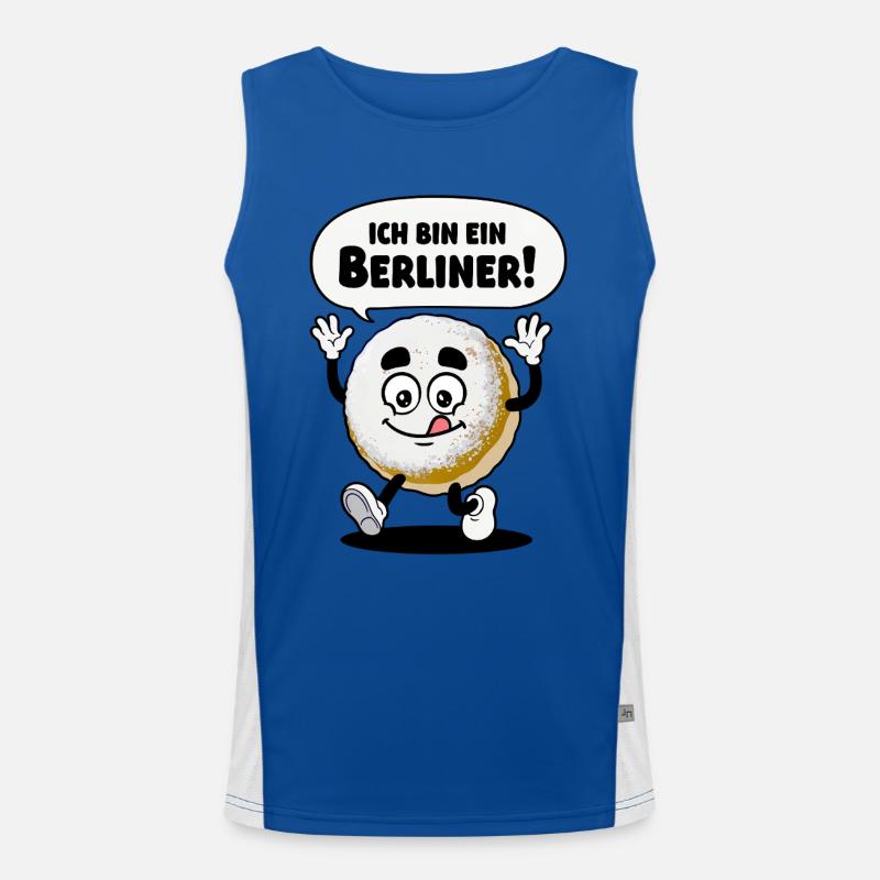 Lustiges Ich bin ein Berliner Pfannkuchen Design Funktionelles Kontrast-Tank Top für Männer 