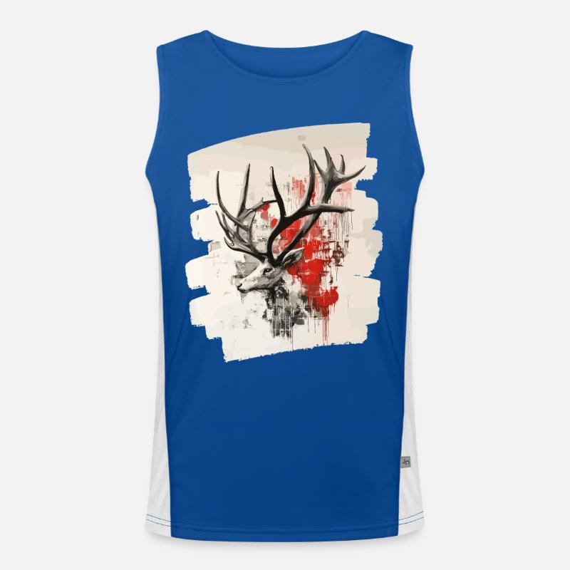 Hirsch mit Geweih Funktionelles Kontrast-Tank Top für Männer 
