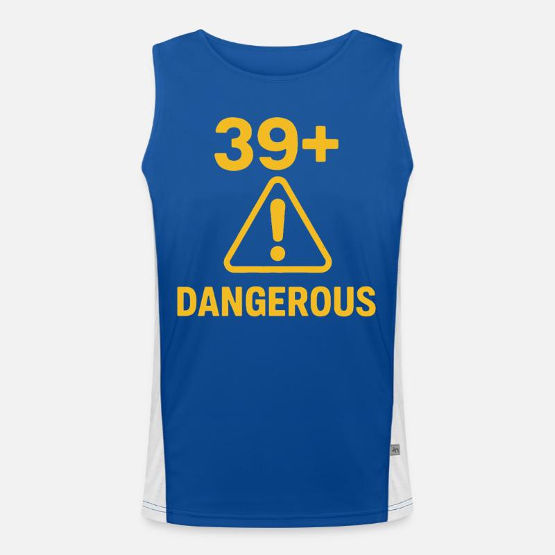Lustiges 39 Plus Geburtstags-Warnschild Funktionelles Kontrast-Tank Top für Männer 