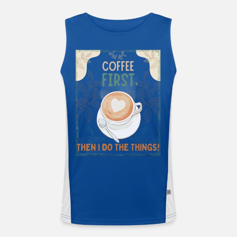 Coffee First – Then I Function - Men's Functional Contrast Tank Top  - royal/white