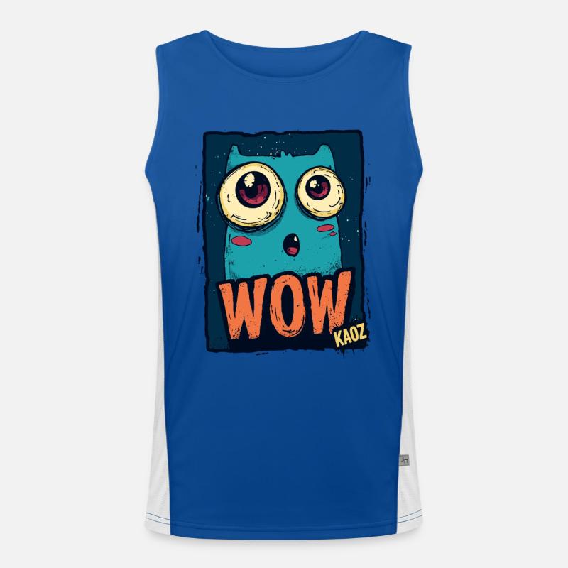 WOW, Überfordertes Comic Monster mit Effekt Funktionelles Kontrast-Tank Top für Männer 