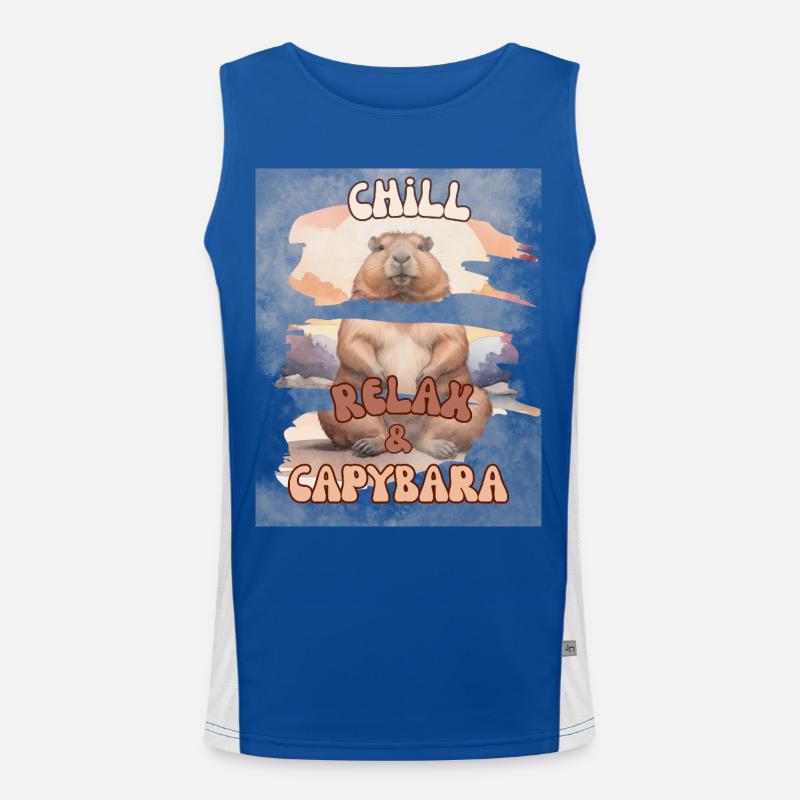Chill Relax Capybara – Cute Calm Animal Design Men's Functional Contrast Tank Top 
