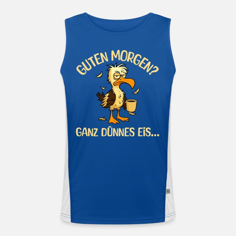 Morgenmuffel Möwe mit Kaffee Funktionelles Kontrast-Tank Top für Männer 