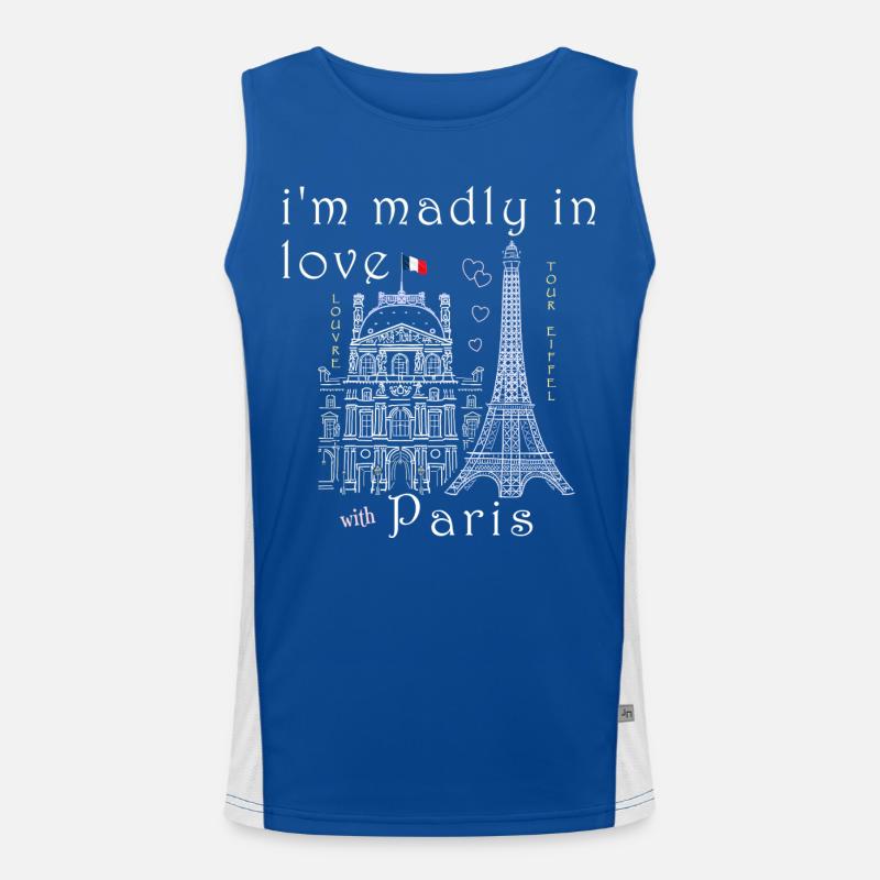 Paris, Louvre and Eiffel Tower hand-drawn Men's Functional Contrast Tank Top 