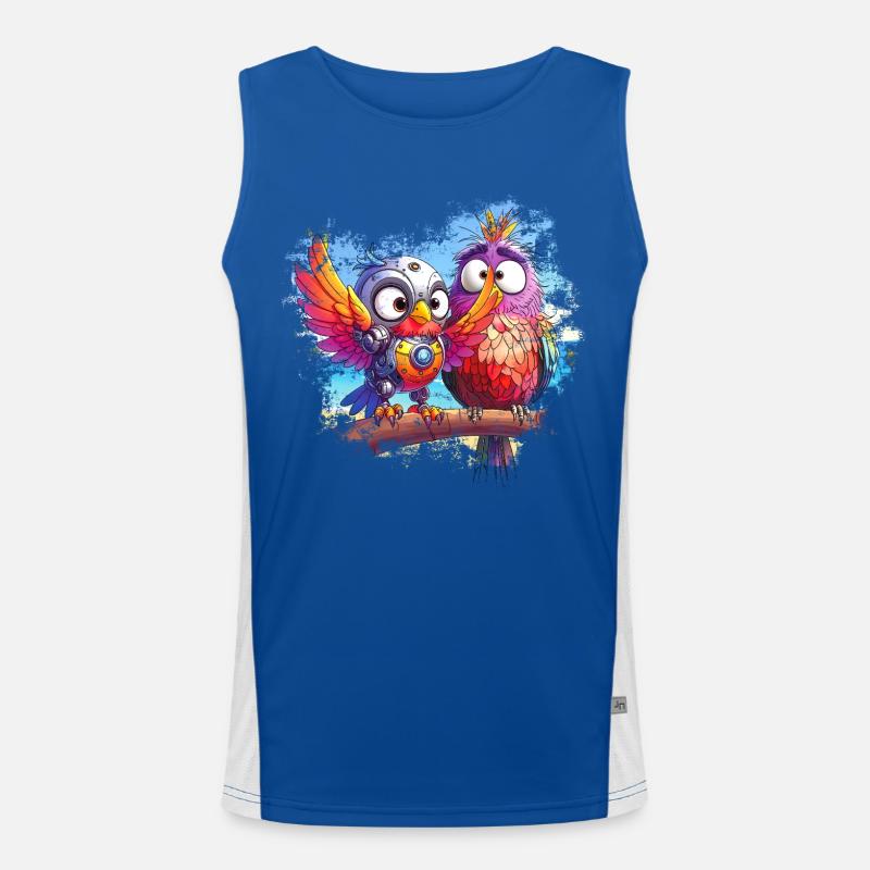Strandroboter Vögel, Licht, Freude, Farben Funktionelles Kontrast-Tank Top für Männer 