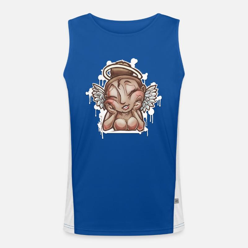 Träumender Engel Zeichnung Funktionelles Kontrast-Tank Top für Männer 