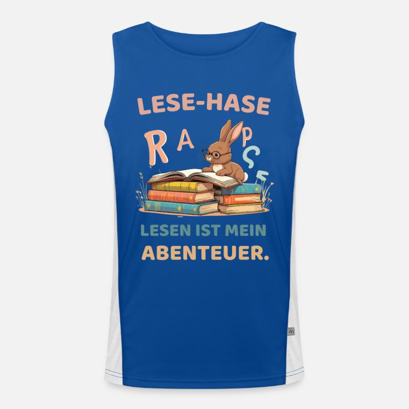 Reading bunny with learning motifs Men's Functional Contrast Tank Top 