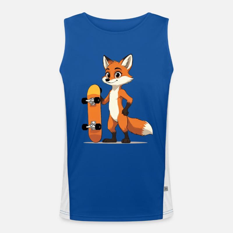 Waldfuchs mit Skateboard Motiv Funktionelles Kontrast-Tank Top für Männer 