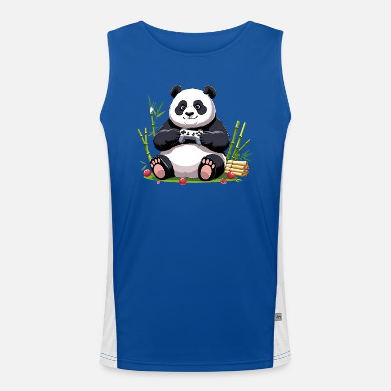 Cute Panda with Gaming Controller Men's Functional Contrast Tank Top 