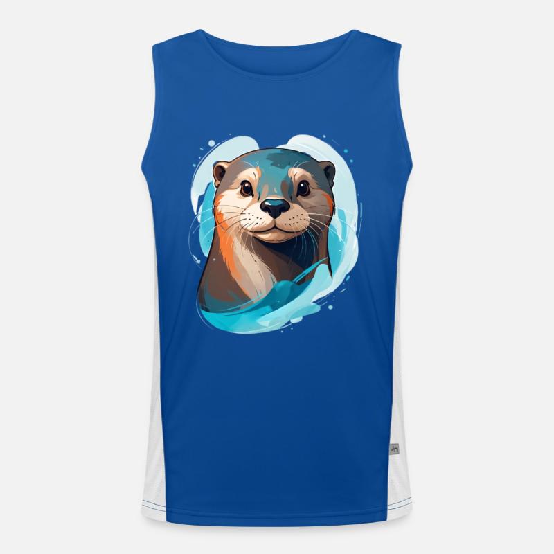 Otter in modern cartoon style - Men's Functional Contrast Tank Top  - royal/white