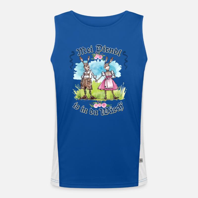 Mei Dirndl is in da Wäsch - Dirndl Ersatz, Tracht Funktionelles Kontrast-Tank Top für Männer 