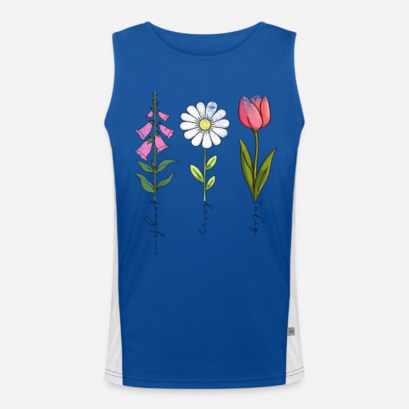 Foxglove Daisy Tulip fleurs de style vintage Débardeur respirant contrasté Homme 