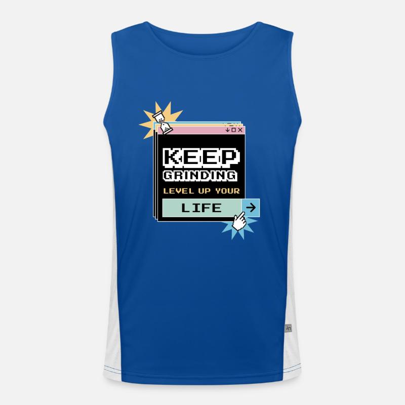 Keep Grinding Daily Motivation Perseverance Men's Functional Contrast Tank Top 