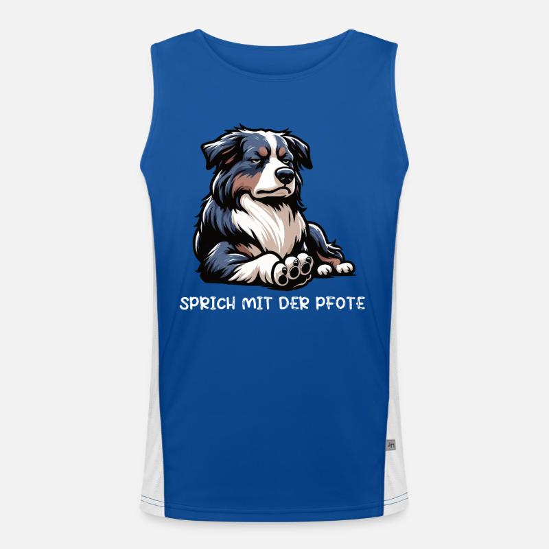 Sprich mit der Pfote Australian Shepherd Aussie  Funktionelles Kontrast-Tank Top für Männer 