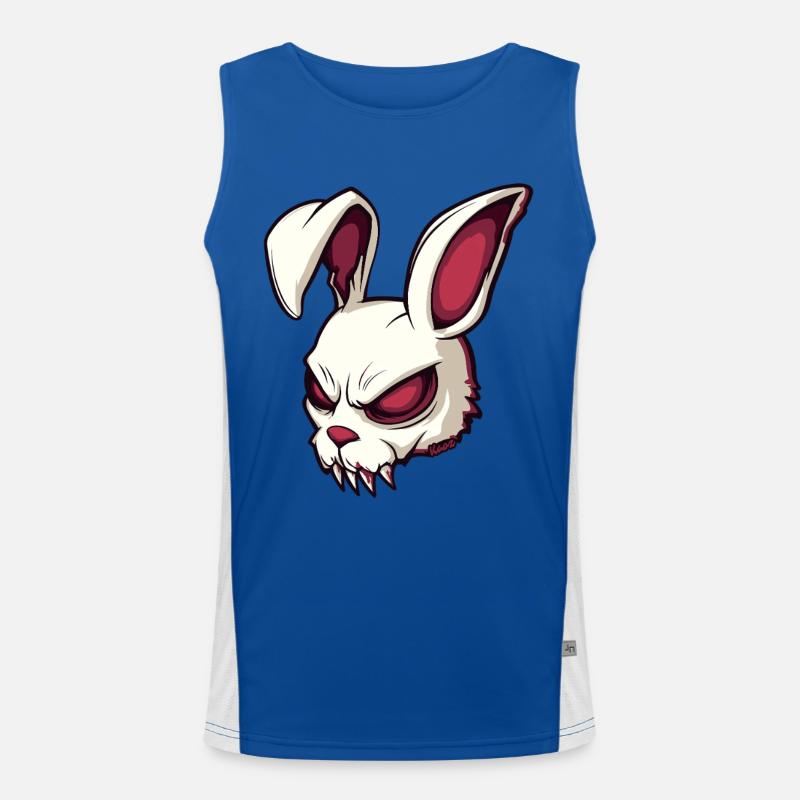 Evil Bunny Skull Illustration Men's Functional Contrast Tank Top 