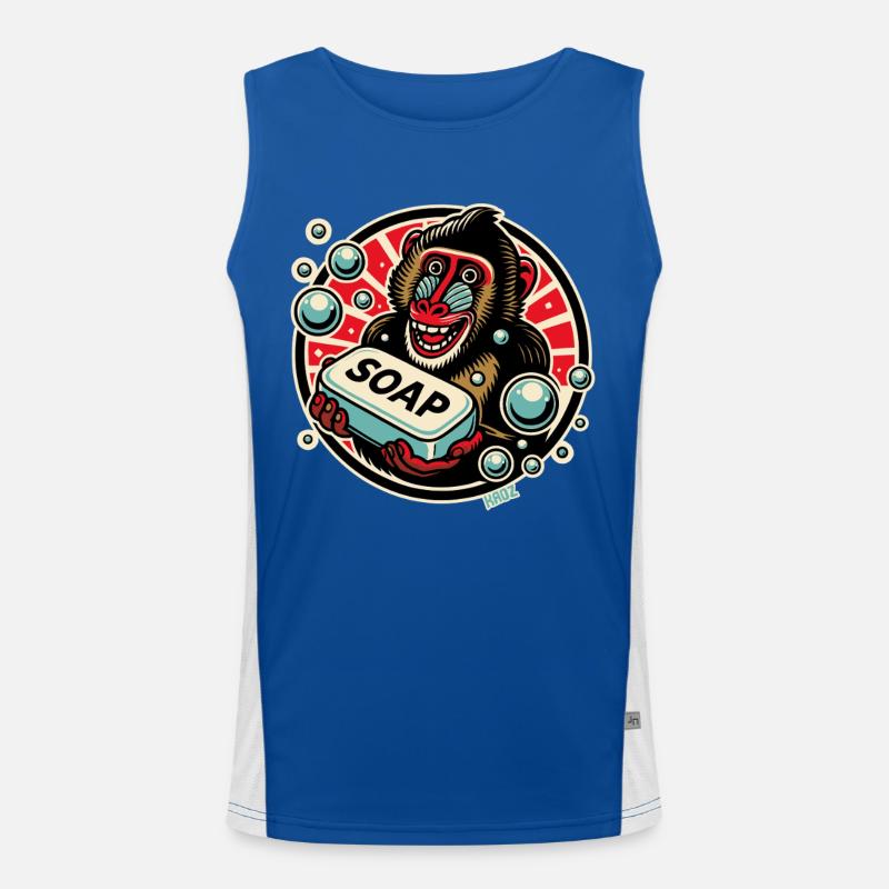 Mandrill Monkey with Soap - Men's Functional Contrast Tank Top  - royal/white