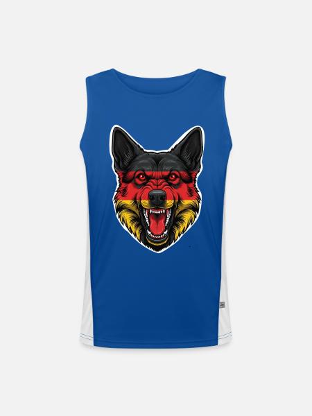 German Shepherd Flag Motif - Men's Functional Contrast Tank Top  - royal/white