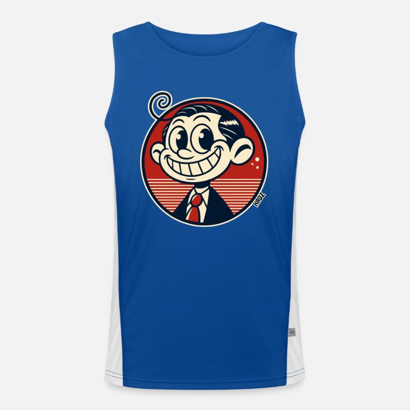 Lustiger kleineer Retro Comic Mann Funktionelles Kontrast-Tank Top für Männer 