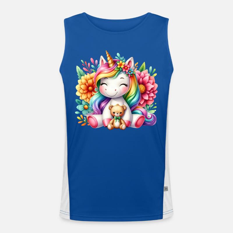 Regenbogen Einhorn Blumentraum Funktionelles Kontrast-Tank Top für Männer 