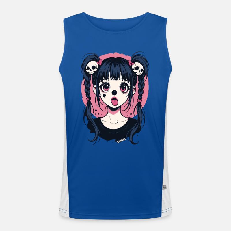 Kawaii Skull Haar Zöpfe Gothic Mädchen Funktionelles Kontrast-Tank Top für Männer 