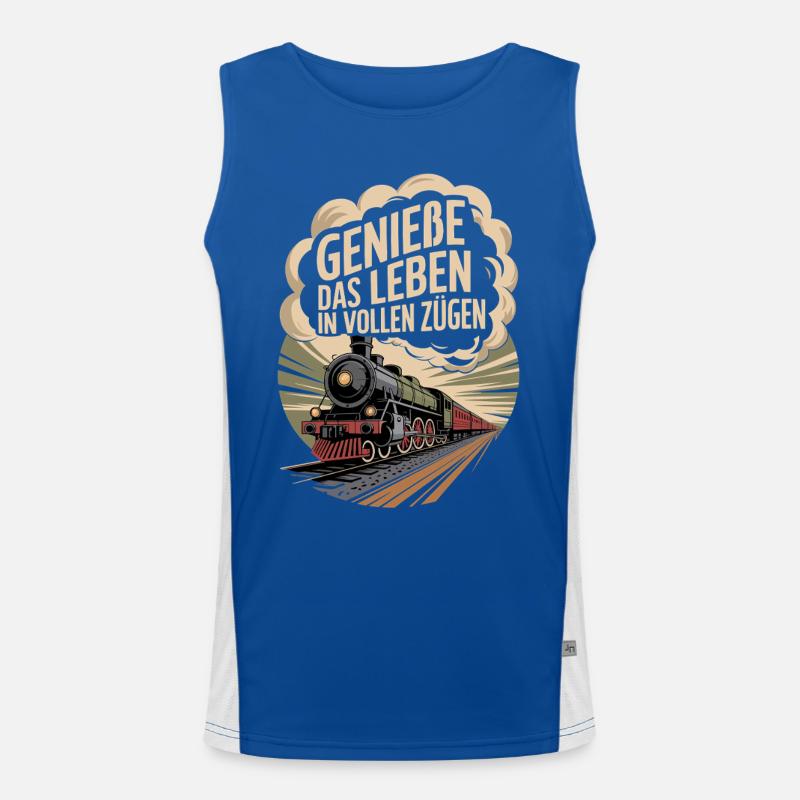 Bahn Genieße Das Leben In Vollen Zügen Eisenbahn Funktionelles Kontrast-Tank Top für Männer 