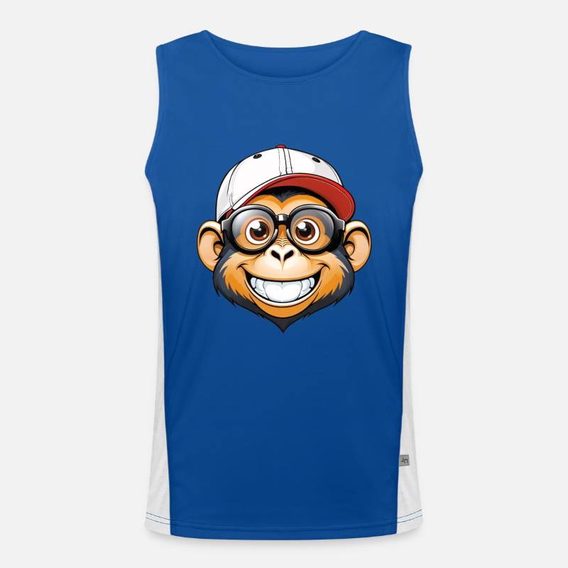 Monkey with cap and glasses - Men's Functional Contrast Tank Top  - royal/white