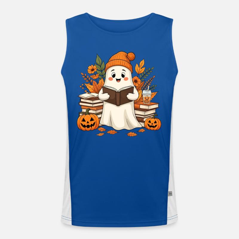 Herbstlesegeist mit Kürbissen Funktionelles Kontrast-Tank Top für Männer 