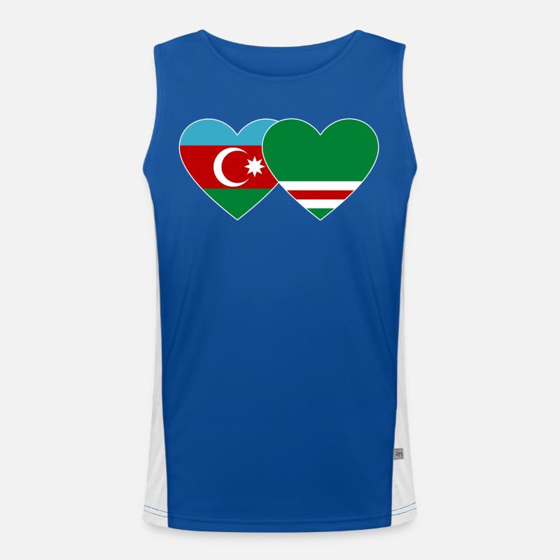 Azerbaïdjan Tchétchénie Drapeau Coeur Débardeur respirant contrasté Homme 