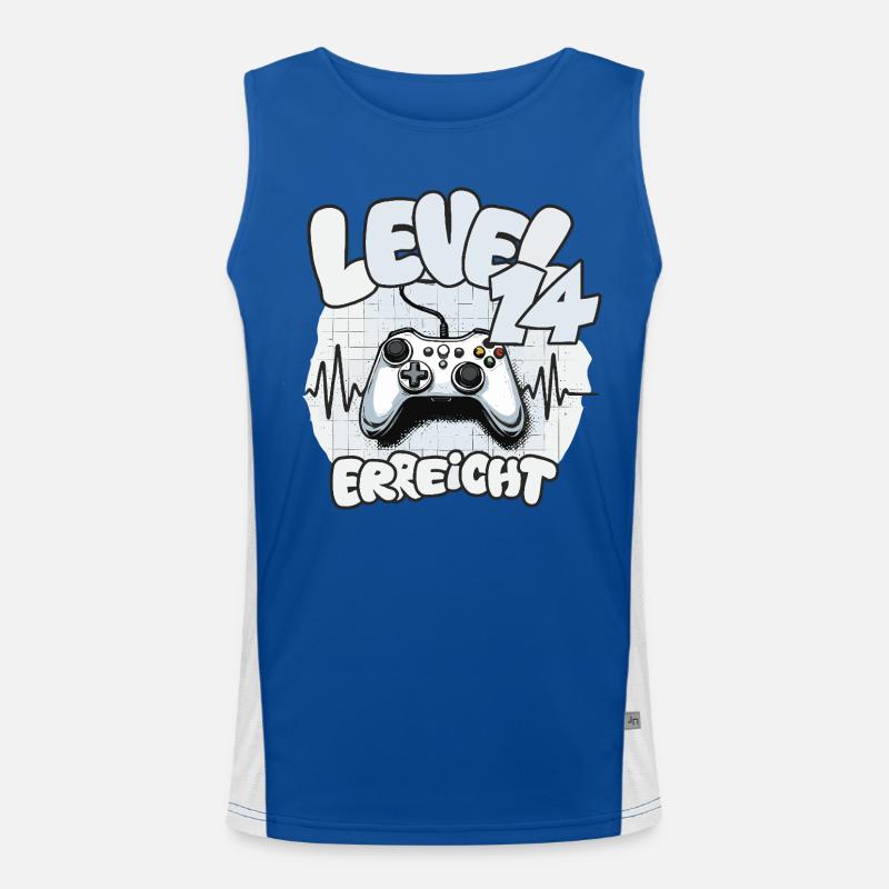 Level 14 Reached Controller Joypad Heartbeat Men's Functional Contrast Tank Top 