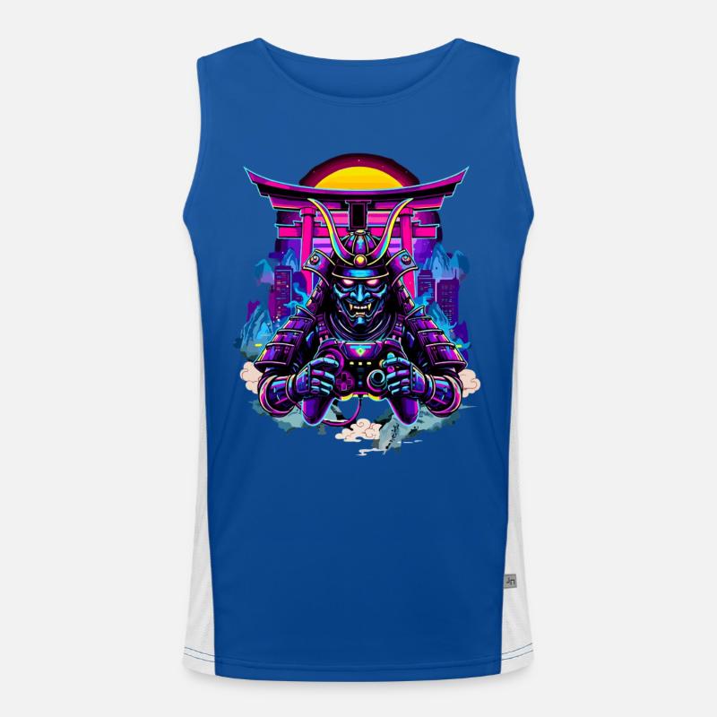 Samurai Mask gaming controller Sythwave gaming - Men's Functional Contrast Tank Top  - royal/white