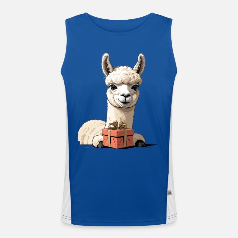 Alpaca with gift box - Men's Functional Contrast Tank Top  - royal/white