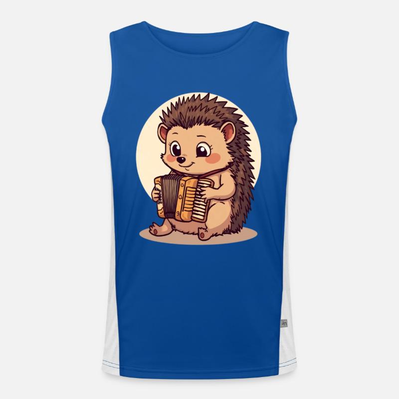 Igel spielt Akkordeon Funktionelles Kontrast-Tank Top für Männer 