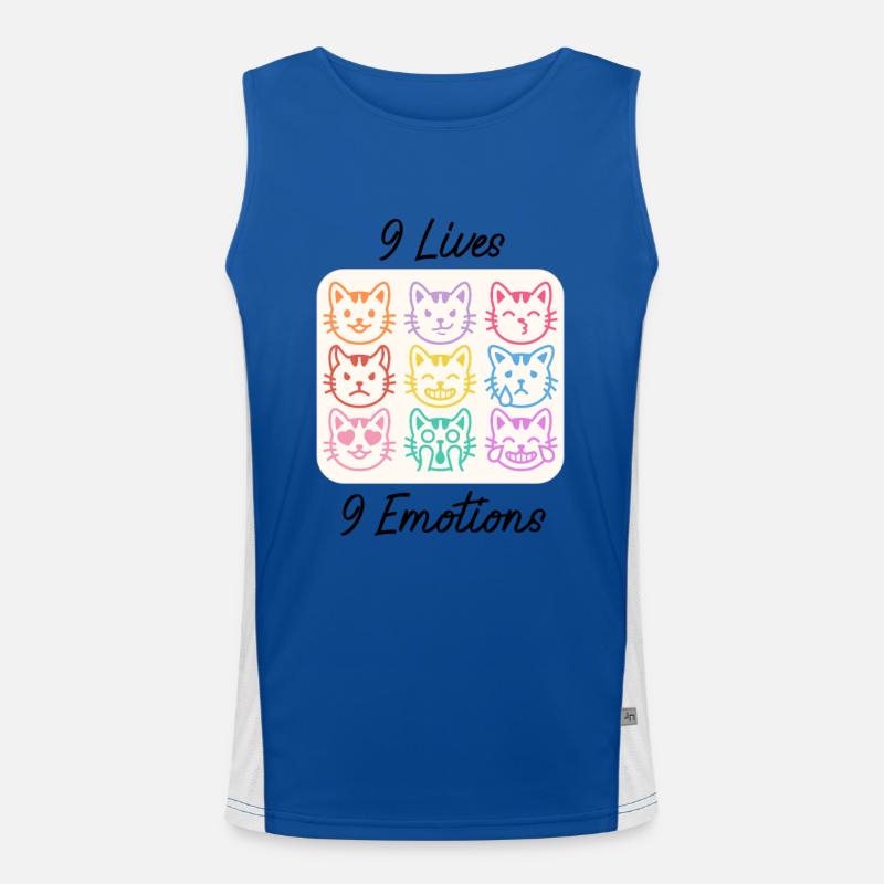 Niedliche bunte Katzengesichter | Kawaii Katze Stimmung Design Funktionelles Kontrast-Tank Top für Männer 