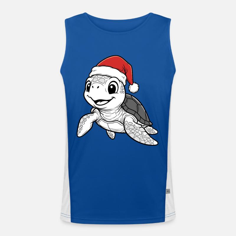 Christmas Turtle - Men's Functional Contrast Tank Top  - royal/white
