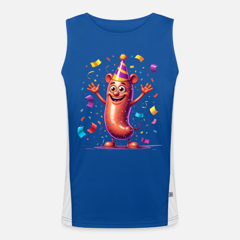 Feierwürstchen im Partyhut Funktionelles Kontrast-Tank Top für Männer 