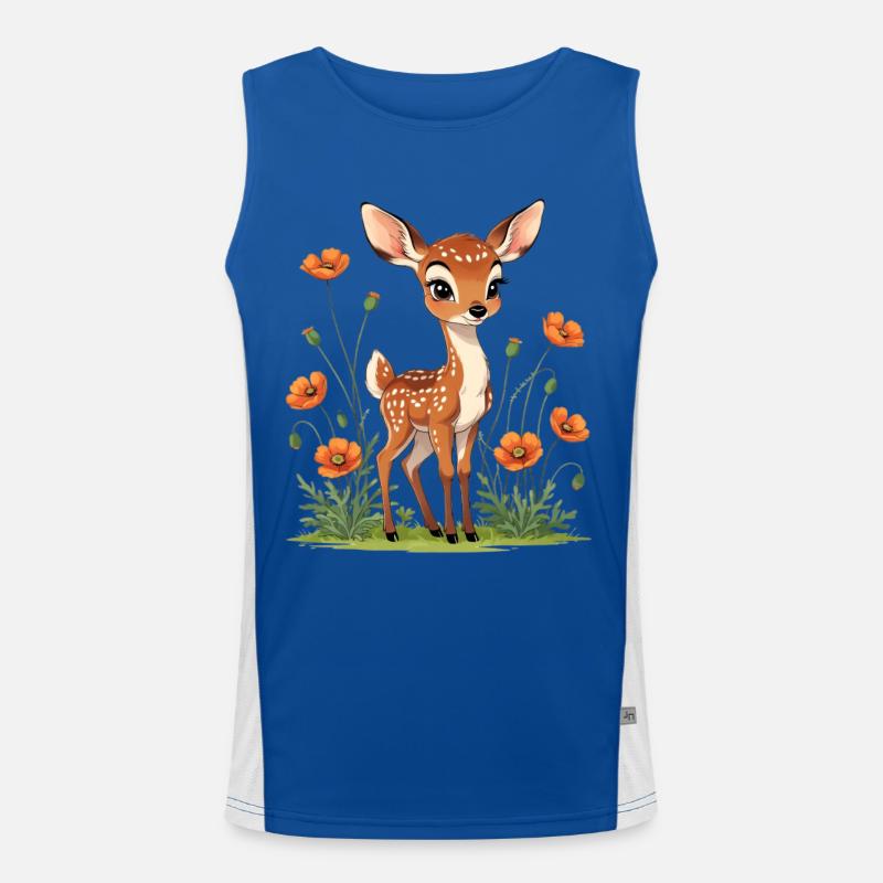 Hirschenfohlen im Mohnfeld Funktionelles Kontrast-Tank Top für Männer 