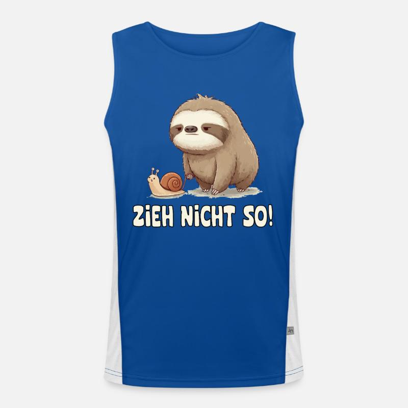 Pull Not So Sloth Cartoon - Men's Functional Contrast Tank Top  - royal/white