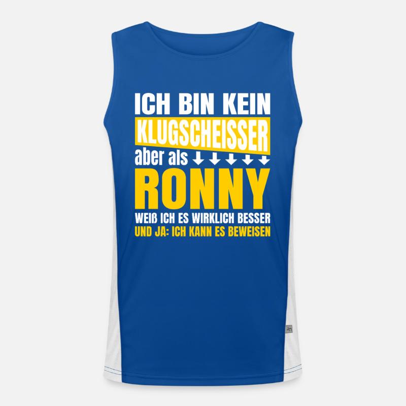 Ich bin kein Klugscheißer Ronny Funktionelles Kontrast-Tank Top für Männer 