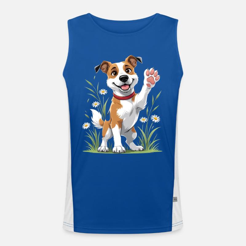 Fröhlicher Hund im Feld Funktionelles Kontrast-Tank Top für Männer 