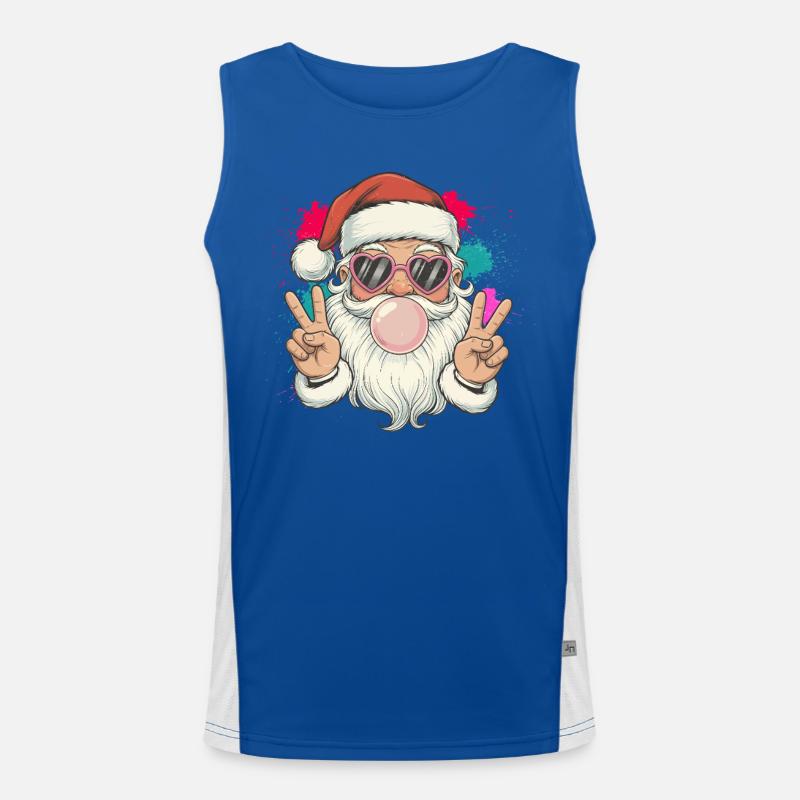 Der Weihnachtsmann bläst Kaugummi Funktionelles Kontrast-Tank Top für Männer 