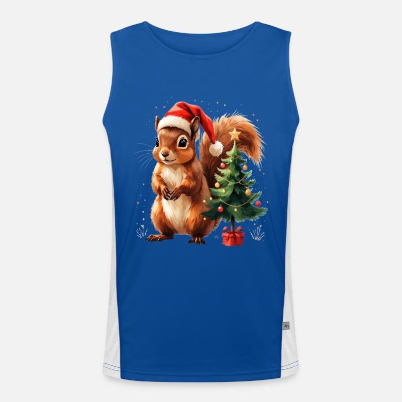 Weihnachtliches Eichhörnchen-Charme Funktionelles Kontrast-Tank Top für Männer 