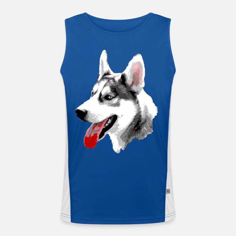 Husky Pop Art Head - Men's Functional Contrast Tank Top - royal/white