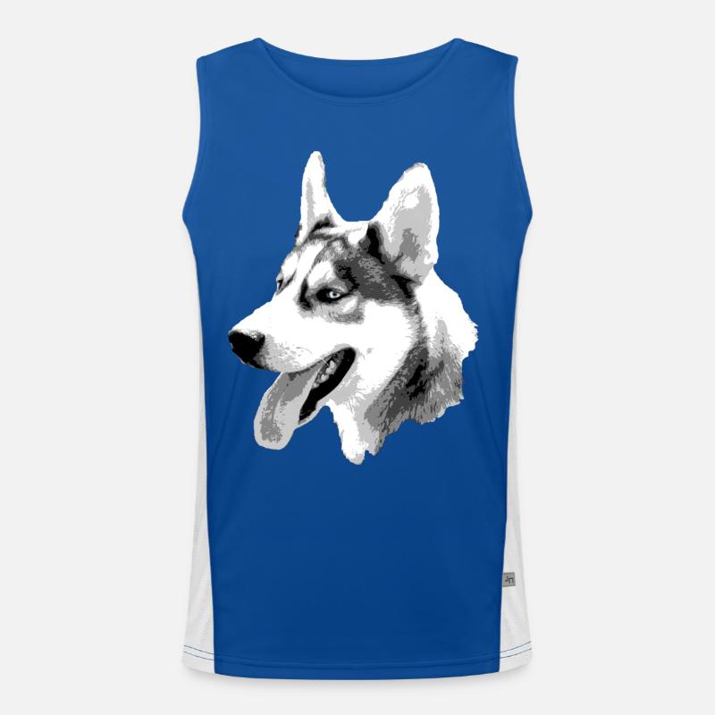 Husky Head Contrast Drawing Men's Functional Contrast Tank Top 