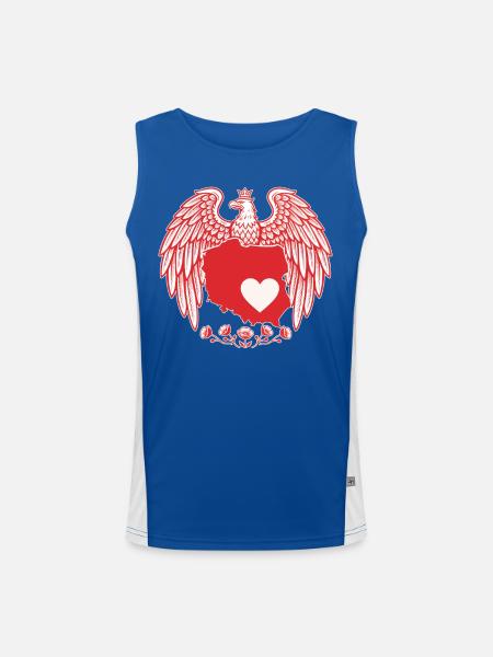 Polish Eagle Heart Map Design - Men's Functional Contrast Tank Top  - royal/white