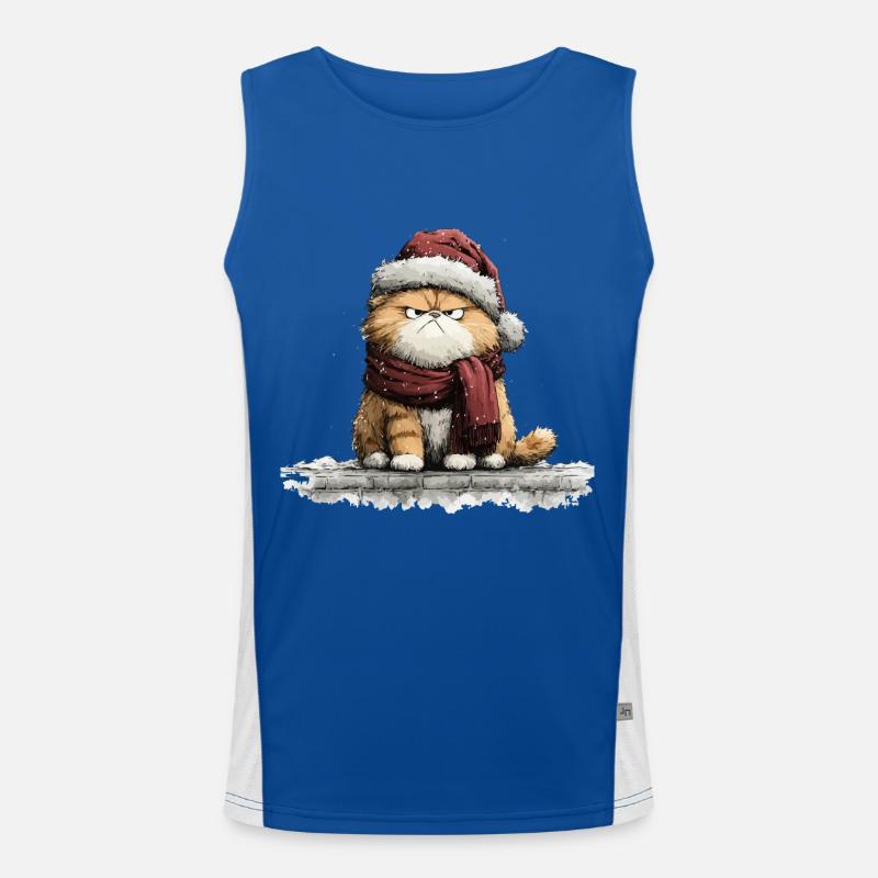 Grimmiger Weihnachtskater Funktionelles Kontrast-Tank Top für Männer 