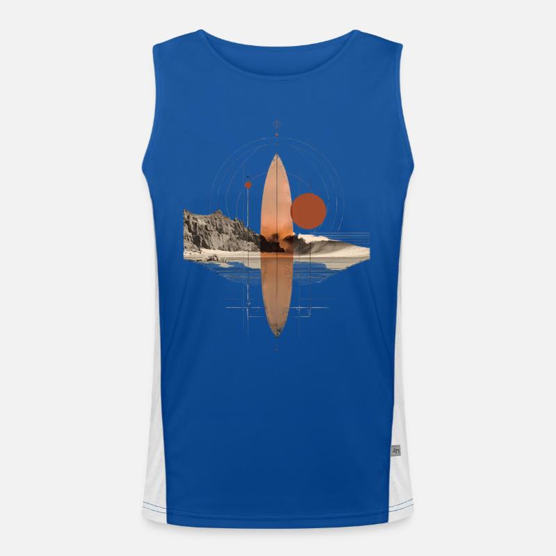 Copper Waves Orbit - Geometric Surfboard - Men's Functional Contrast Tank Top - royal/white
