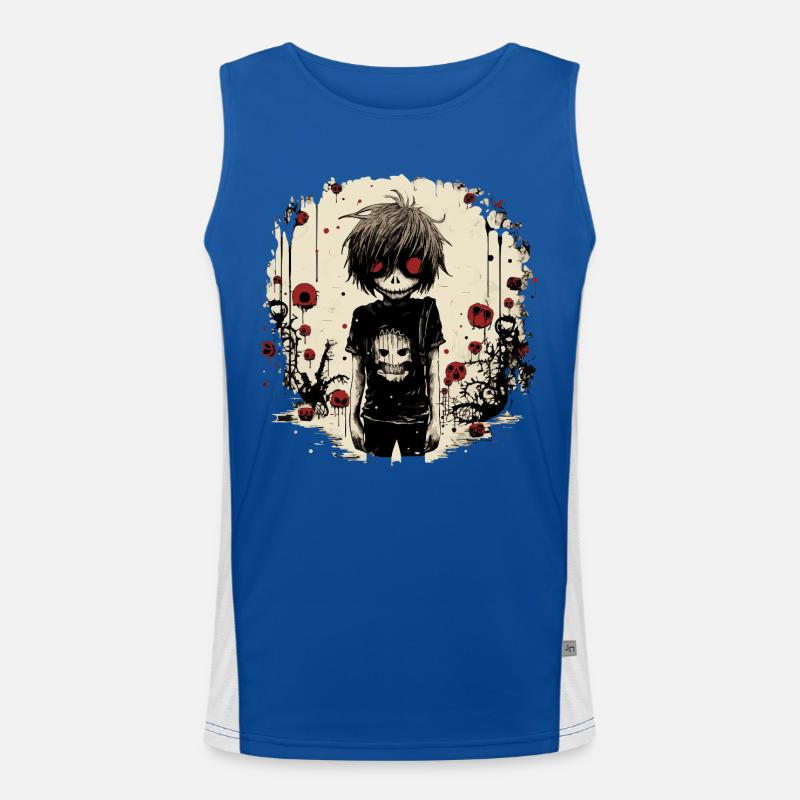 Crâne aux yeux rouges Kid – Emo Comic Design Débardeur respirant contrasté Homme 